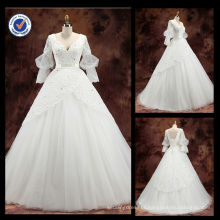 Wholesale Cheap Newest Melting Lace Sexy V-Neck A-line Sweep Train Bridal Wedding Dress 6627